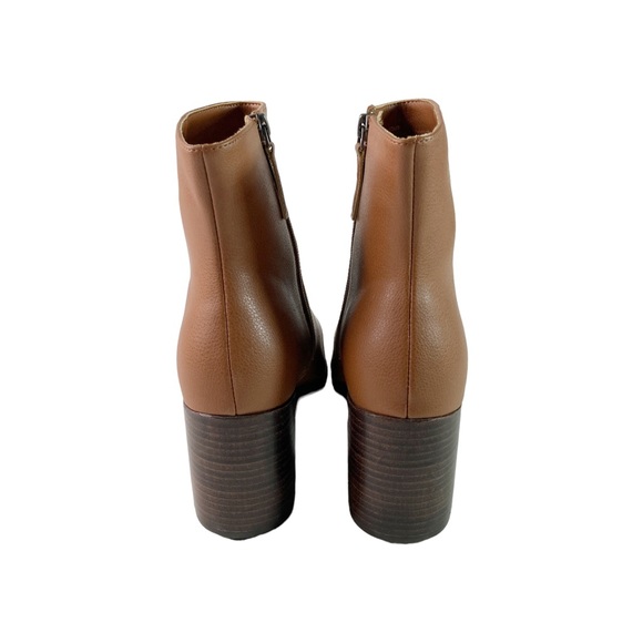 Linea Paolo Women size 11 Sadie Boots Block Heel Pointy Toe Cognac Brown Booties - Picture 10 of 15